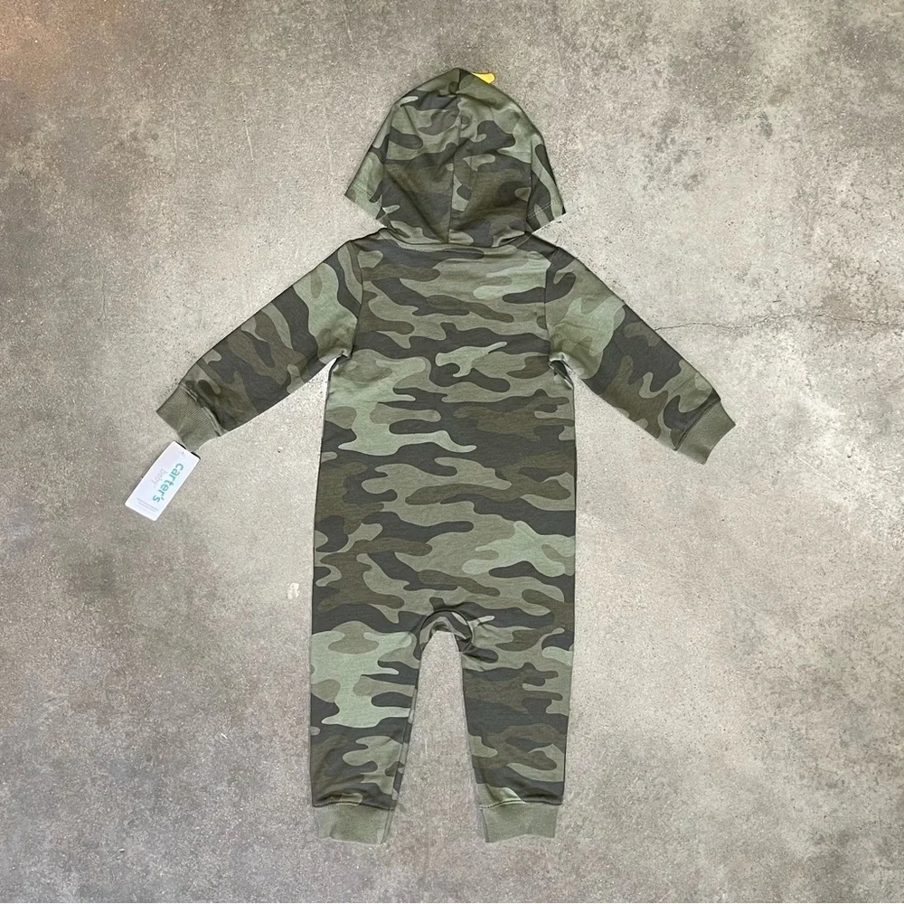 NWT Carter's Baby Camo Dinosaur Hooded One Piece 18 Months